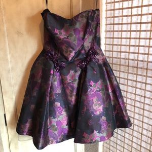 Betsey Johnson Strapless Purple Floral Dress 4